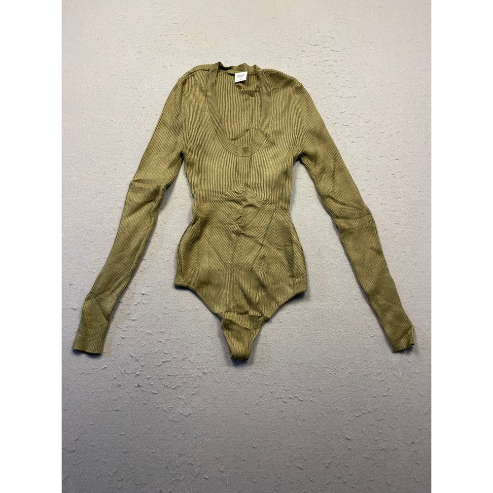 Abercrombie & Fitch Bodysuit Ribbed Knit Olive Green Small Womens